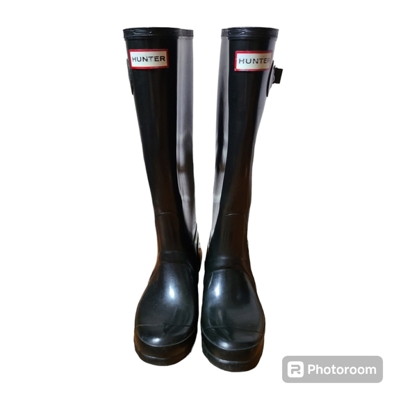 Hunter Original Tall Black Boots W23616 Size 5 Men/6 Women - Picture 5 of 11